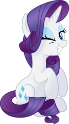 Size: 1280x2278 | Tagged: safe, artist:negatif22, rarity, pony, unicorn, .svg available, cute, female, grin, looking at you, mare, one eye closed, raribetes, simple background, sitting, smiling, smiling at you, solo, transparent background, vector, wink, winking at you