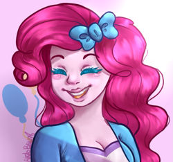 Size: 821x770 | Tagged: safe, artist:akitobang, pinkie pie, human, equestria girls, bust, clothes, cute, diapinkes, eyes closed, female, portrait, smiling, solo