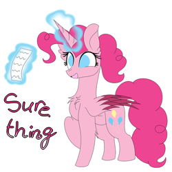 Size: 1280x1280 | Tagged: safe, artist:tomboygirl45, pinkie pie, alicorn, pony, alicornified, ask, magic, paper, pinkiecorn, preggy pie, pregnant, princessponk, race swap, solo, tumblr, xk-class end-of-the-world scenario