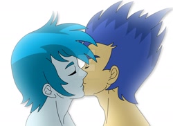 Size: 1600x1163 | Tagged: safe, artist:supermaxx92, flash sentry, thunderbass, equestria girls, gay, kissing, love, male, rocker, shipping, thunderflash, watermark