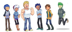 Size: 1024x455 | Tagged: safe, artist:craftedfun3, bulk biceps, caramel, flash sentry, pokey pierce, soarin', spike, human, adventure time, converse, crossover, humanized, shoes, style emulation