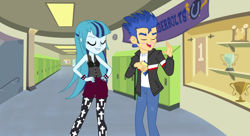 Size: 1024x559 | Tagged: safe, artist:themexicanpunisher, flash sentry, sonata dusk, equestria girls, alternate costumes, alternate hairstyle, female, male, senata, shipping, straight