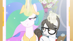 Size: 1920x1080 | Tagged: safe, artist:brutalweather studio, princess celestia, raven, alicorn, pony, celestia is not amused, female, mare, ponyville's incident, show accurate, unamused