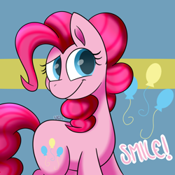 Size: 1000x1000 | Tagged: safe, artist:vale-bandicoot96, pinkie pie, earth pony, pony, female, mare, pink coat, pink mane, solo