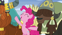 Size: 1280x720 | Tagged: safe, screencap, pinkie pie, prince rutherford, pony, yak, not asking for trouble, snow