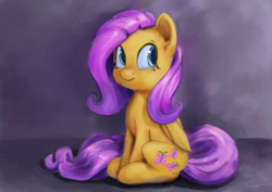 Size: 3507x2480 | Tagged: safe, artist:aemantaslim, fluttershy, pegasus, pony, female, folded wings, looking sideways, mare, sitting, solo, three quarter view, wings