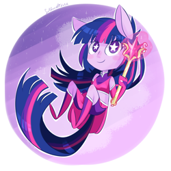 Size: 900x900 | Tagged: safe, artist:silbersternenlicht, derpibooru import, twilight sparkle, anthro, ambiguous facial structure, magical girl, solo