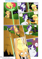 Size: 4131x5840 | Tagged: safe, artist:jeremy3, apple bloom, applejack, rarity, earth pony, pony, unicorn, comic:everfree, absurd resolution, cliff, comic, jumping, rope