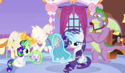 Size: 1227x720 | Tagged: safe, artist:mlplary6, rarity, spike, dracony, dragon, hybrid, pony, unicorn, family, female, interspecies offspring, male, offspring, older, older spike, parent:rarity, parent:spike, parents:sparity, shipping, sparity, straight, winged spike