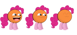 Size: 900x413 | Tagged: safe, artist:thunderhawk03, pinkie pie, earth pony, pony, :3, annoying orange, eyes closed, female, open mouth, pink mane, ponified, simple background, smiling, solo, transparent background