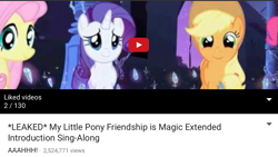 Size: 1136x640 | Tagged: safe, applejack, fluttershy, pinkie pie, rarity, earth pony, pegasus, pony, unicorn, extended theme, singalong, theme song, youtube, youtube link