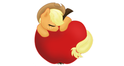 Size: 1024x546 | Tagged: safe, artist:mimicproductions, applejack, earth pony, pony, apple, food, simple background, solo, that pony sure does love apples, transparent background