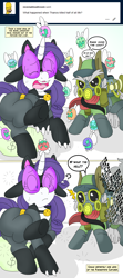 Size: 1700x3819 | Tagged: safe, artist:blackbewhite2k7, max raid, rarity, parasprite, pony, unicorn, ask, batman, catwoman, comic, crossover, rat catcher, tumblr