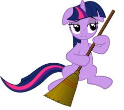 Size: 3961x3502 | Tagged: safe, artist:slb94, derpibooru import, edit, twilight sparkle, broom, hilarious in hindsight, simple background, solo, transparent background, twilight sweeple, unamused, vector