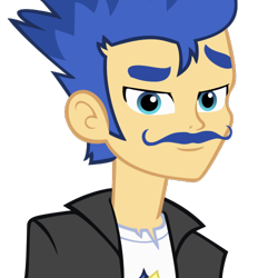 Size: 500x500 | Tagged: safe, flash sentry, equestria girls, brad, clothes, exploitable meme, flashface, looking at you, meme, moustache, raised eyebrow