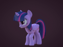 Size: 560x420 | Tagged: safe, artist:creatorofpony, artist:dsmt, derpibooru import, twilight sparkle, twilight sparkle (alicorn), alicorn, pony, 3d, animated, blender, bucking, cute, excited, female, grin, happy, horses doing horse things, kicking, mare, smiling, solo, squee