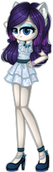 Size: 1216x3894 | Tagged: safe, artist:fantarianna, rarity, human, bracelet, clothes, dress, eared humanization, female, hand on hip, high heels, humanized, jewelry, looking at you, necklace, shoes, simple background, solo, transparent background