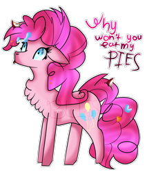 Size: 2029x2378 | Tagged: safe, artist:emerald-bliss, pinkie pie, pony, secrets and pies, chest fluff, eat my pie, high res, simple background, solo, tongue out, transparent background