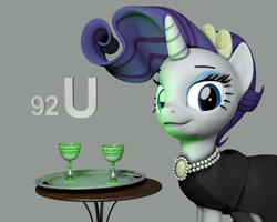 Size: 1350x1080 | Tagged: safe, artist:oc1024, rarity, pony, unicorn, series:joycall6's periodic table, 19th century, 3d, bust, chemist, feminism, gray background, marie curie, periodic table, physicist, simple background, source filmmaker, this will end in radiation poisoning, uranium, uranium glass