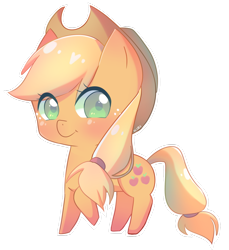 Size: 1024x1120 | Tagged: safe, artist:xkirikittyx, applejack, earth pony, pony, chibi, simple background, solo, transparent background