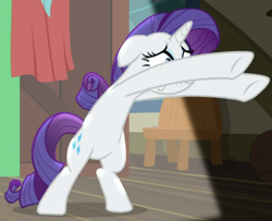 Size: 683x554 | Tagged: safe, screencap, rarity, pony, unicorn, dragon dropped, bipedal, cropped, solo, throwing