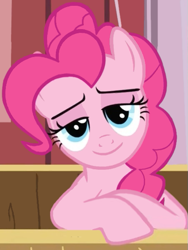 Size: 451x601 | Tagged: safe, screencap, pinkie pie, earth pony, pony, the last roundup, bedroom eyes, cute, faic, lidded eyes, looking at you, smiling, smug