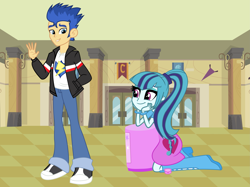 Size: 4001x3000 | Tagged: safe, artist:breezyblueyt, artist:kevintoons915, flash sentry, sonata dusk, equestria girls, base used, eyes on the prize, female, male, senata, shipping, straight