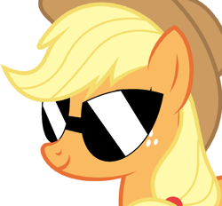 Size: 1066x990 | Tagged: safe, artist:ra1nb0wk1tty, applejack, earth pony, pony, female, freckles, mare, solo, sunglasses