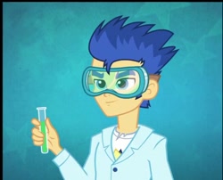 Size: 654x529 | Tagged: safe, screencap, flash sentry, acadeca, equestria girls, friendship games, clothes, cropped, lab coat, male, solo