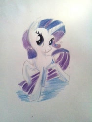 Size: 810x1080 | Tagged: safe, artist:kiwwsplash, rarity, pony, unicorn, female, mare, raised hoof, solo, traditional art