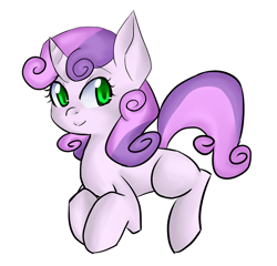 Size: 1280x1230 | Tagged: safe, artist:pyupew, sweetie belle, pony, unicorn, blank flank, cute, female, filly, simple background, solo, white background