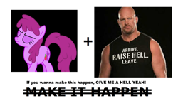 Size: 1337x796 | Tagged: safe, artist:goldenmercurydragon, berry punch, berryshine, 'cold shoulder', catchphrase, exploitable meme, make it happen, meme, simple background, steve austin, stone cold, vector, white background, wwe