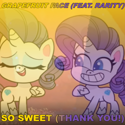 Size: 2000x2000 | Tagged: safe, artist:grapefruitface1, rarity, pony, unicorn, my little pony: pony life, double pony, gradient background, happy, self ponidox, single cover, smiling, song