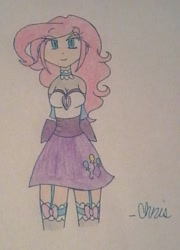 Size: 905x1255 | Tagged: safe, artist:cksheppard, pinkie pie, human, breasts, female, humanized, solo, traditional art