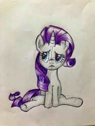 Size: 1536x2048 | Tagged: safe, artist:kanashiona, rarity, pony, unicorn, colored pencil drawing, sitting, solo, traditional art