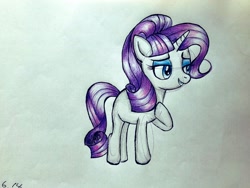 Size: 2048x1536 | Tagged: safe, artist:kanashiona, rarity, pony, unicorn, alternate hairstyle, colored pencil drawing, makeup, solo, traditional art