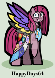 Size: 400x570 | Tagged: safe, artist:happydays64, pinkie pie, earth pony, pony, fanfic:cupcakes, clothes, cutie mark dress, dress, female, mare, pinkamena diane pie, solo, watermark