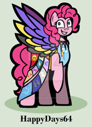 Size: 400x553 | Tagged: safe, artist:happydays64, pinkie pie, pony, fanfic:cupcakes, cutie mark dress, solo, watermark