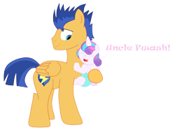 Size: 8893x6613 | Tagged: safe, artist:taijitu, flash sentry, princess flurry heart, pony, absurd resolution, backwards cutie mark, cute, diasentres, equestria's best uncle, flurrybetes, holding a pony, papa flash, uncle and niece, uncle flash