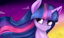 Size: 1024x614 | Tagged: safe, artist:chromadraws, derpibooru import, twilight sparkle, bust, portrait