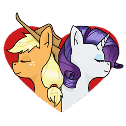 Size: 420x420 | Tagged: safe, artist:eulicious, applejack, rarity, earth pony, pony, unicorn, eyes closed, female, heart, lesbian, profile, profile picture, rarijack, shipping