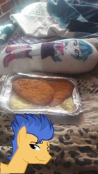 Size: 540x960 | Tagged: safe, edit, flash sentry, sonata dusk, equestria girls, big bad brad, brad, bradface, chicken nugget, exploitable meme, female, flashface, food, irl, male, mashed potatoes, meme, photo, potato, senata, shipping, straight, waifu dinner, waifu thief