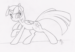 Size: 1000x694 | Tagged: safe, artist:dfectivedvice, derpibooru import, twilight sparkle, twilight sparkle (alicorn), alicorn, pony, female, grayscale, mare, monochrome, solo, traditional art