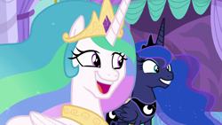 Size: 1920x1080 | Tagged: safe, screencap, princess celestia, princess luna, alicorn, pony, between dark and dawn, duo, faic, female, mare, siblings, sisters, so awesome