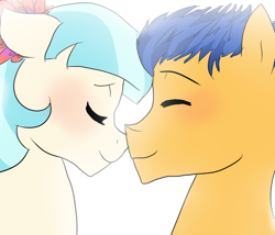 Size: 800x686 | Tagged: safe, artist:h0mi3, coco pommel, flash sentry, blushing, cocosentry, crack shipping, kissing, shipping