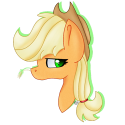 Size: 800x800 | Tagged: safe, artist:huskywo1f, applejack, earth pony, pony, bust, portrait, simple background, solo, transparent background