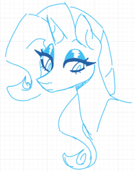 Size: 1076x1374 | Tagged: safe, artist:mintatheena, rarity, pony, unicorn, female, looking down, makeup, sketch, solo