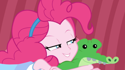 Size: 1920x1080 | Tagged: safe, screencap, gummy, pinkie pie, better together, equestria girls, pinkie sitting