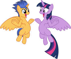 Size: 9555x7980 | Tagged: safe, artist:osipush, flash sentry, twilight sparkle, twilight sparkle (alicorn), alicorn, pony, absurd resolution, eye contact, female, flashlight, flying, looking at each other, male, mare, open mouth, prince flash sentry, race swap, shipping, simple background, smiling, spread wings, stallion, straight, this will end in an alicorn baby stronger than flurry heart, underhoof, white background, wide eyes, wings