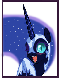 Size: 4580x6000 | Tagged: safe, artist:johnjoseco, artist:sagegami, nightmare moon, pony, absurd resolution, blushing, cute, female, mare, moonabetes, nicemare moon, one eye closed, open mouth, simple background, smiling, solo, transparent background, vector, wink